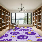 Whimsical Purple Yellow Floral Vine Rug