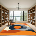 Bold Orange Abstract Layered Shapes Rug