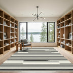 Off Center Asymmetrical Linear Arrangement Rug
