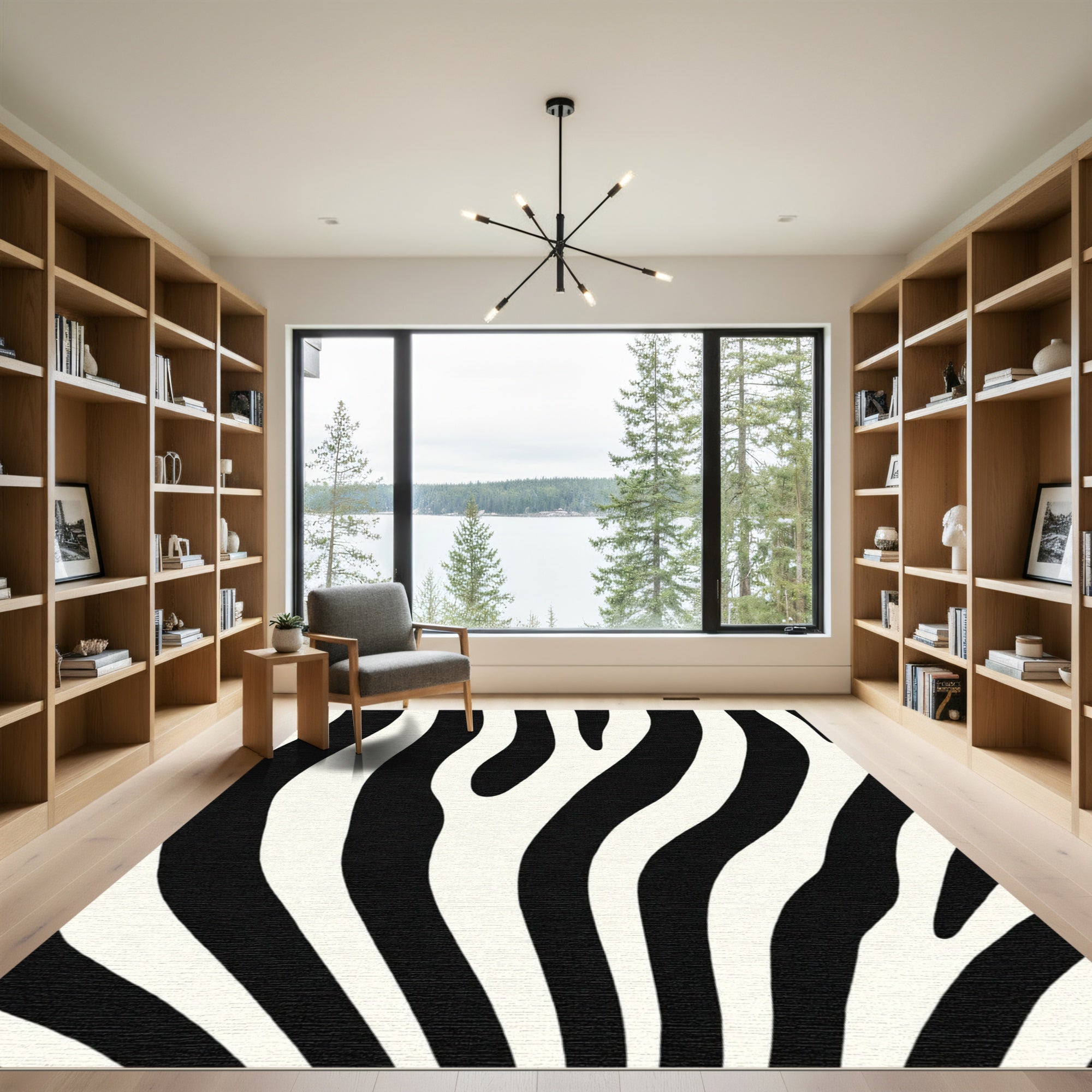 Black White Zebra Stripes Rug