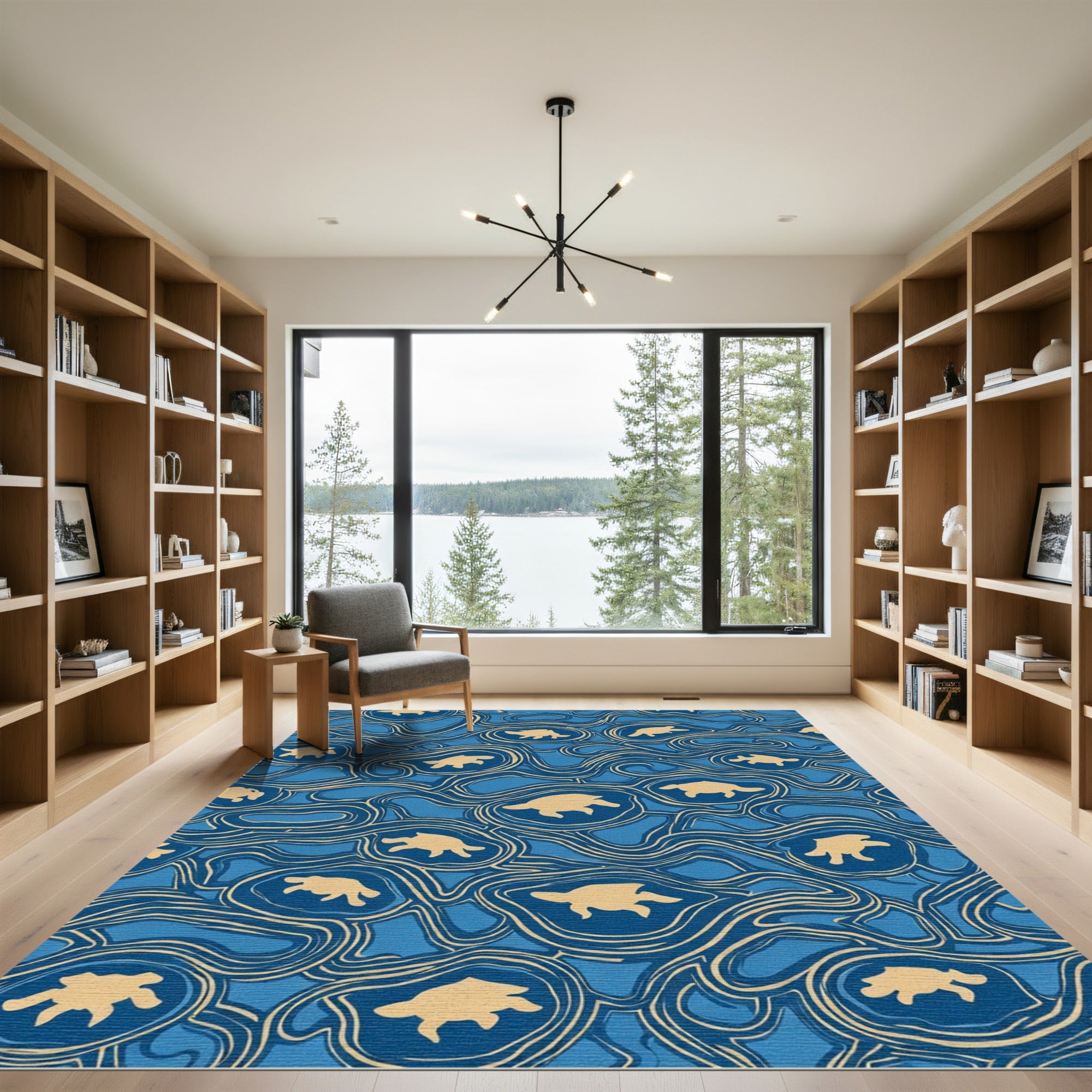 Marine Blue Turtle Swirl Rug
