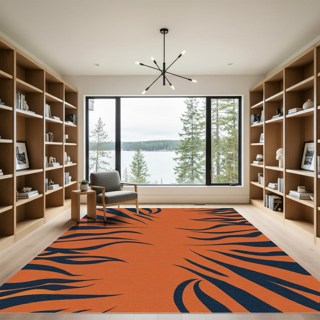 Orange Black Tiger Stripe Accent Rug