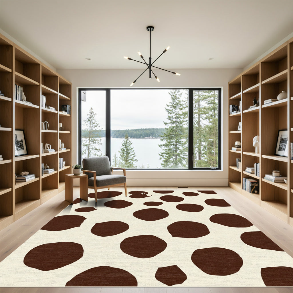 Brown Spotted Cream Abstract Animal Rug