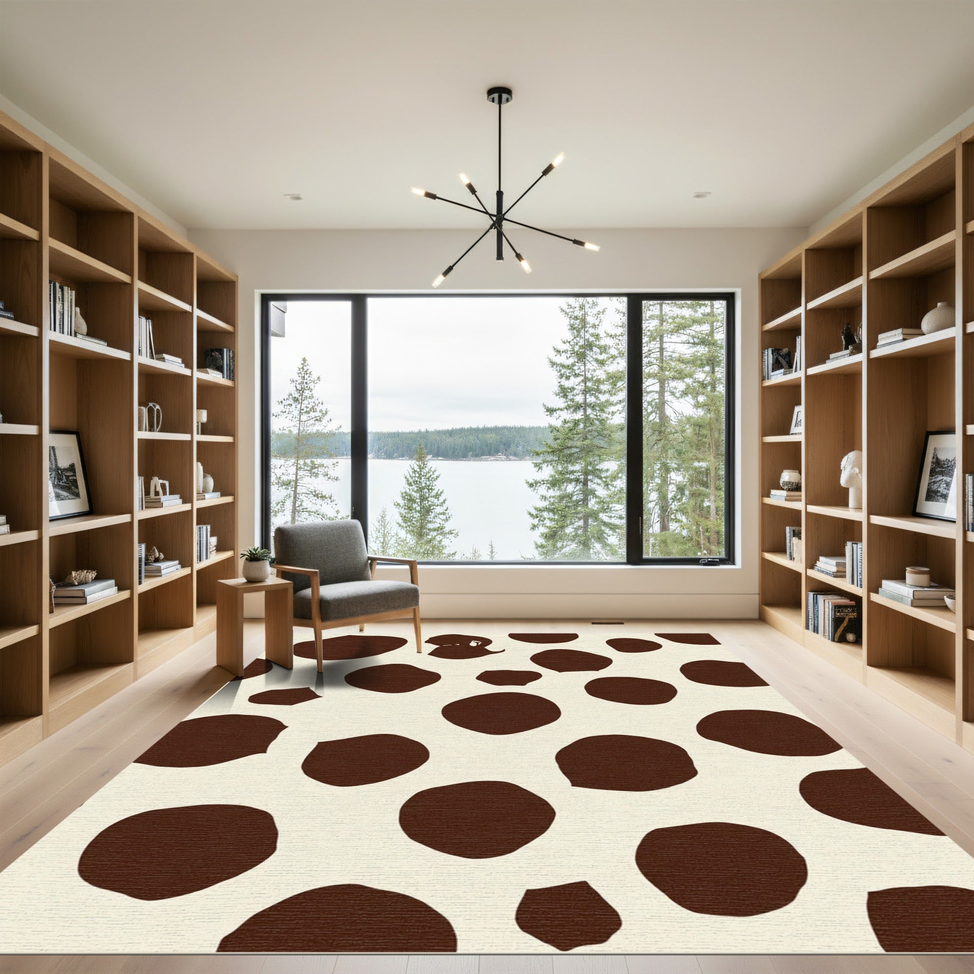 Brown Spotted Cream Abstract Animal Rug