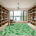 Earthy Green Vine Leaf Texture Rug