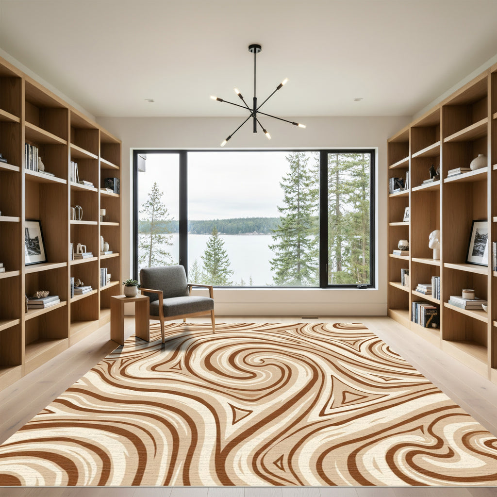 Earthy Swirls and Triangles Rug