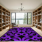Purple Baroque Floral Scroll Rug