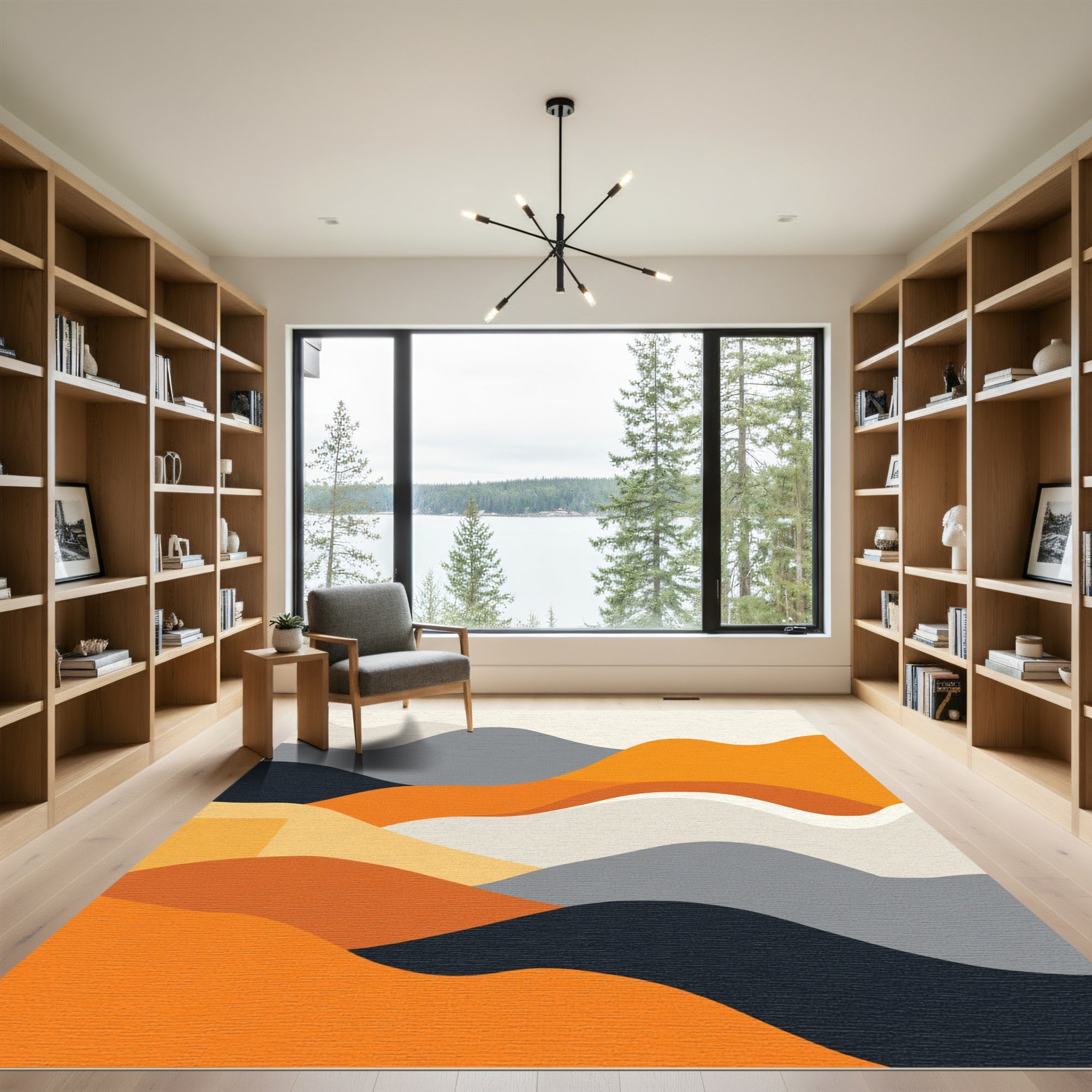 Abstract Terracotta Mountain Landscape Rug