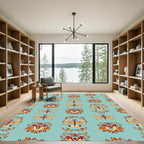 Light Orange Dragonfly Floral Arrangement Rug