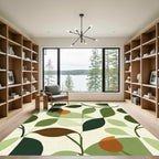 Modern Green Leafy Midcentury Modern Rug