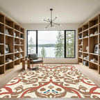 Terracotta Crimson Ivory Arabesque Rug