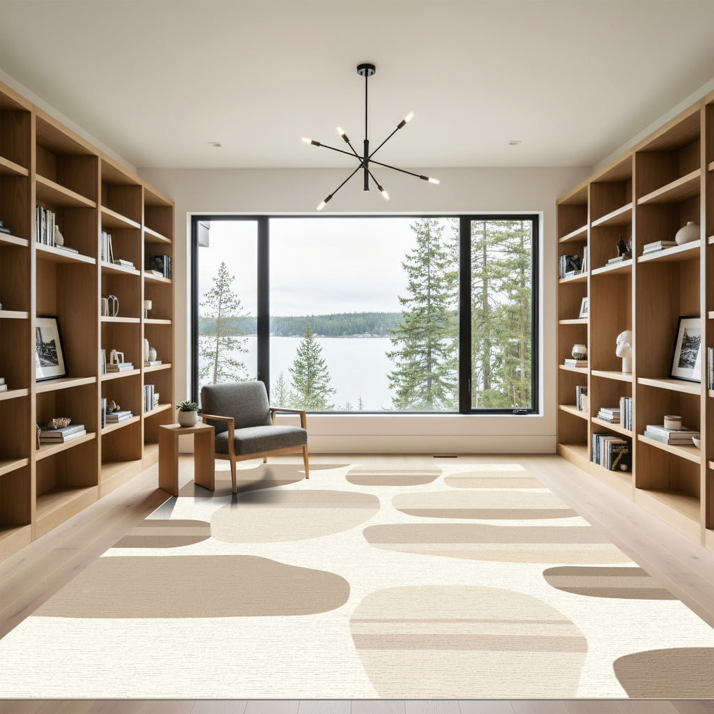 Abstract Organic Neutral Stones Stripe Rug
