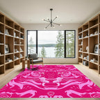 Vibrant Pink Panther Face Medallion Rug
