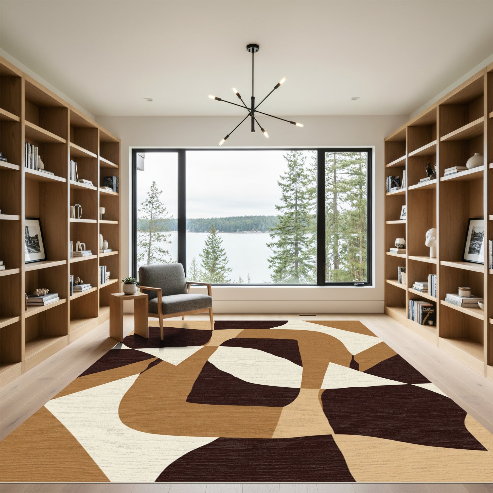 Abstract Earth Tones Curves Rug