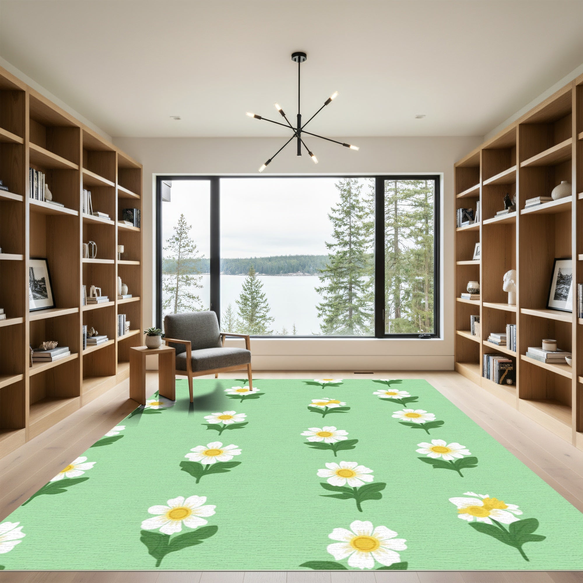 White Daisy Garden Meadow Rug