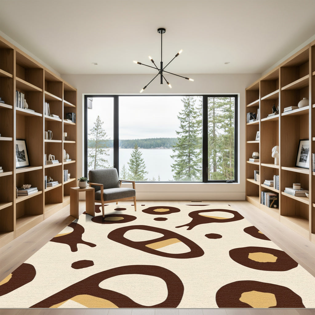 Abstract Cheetah Spots Cream Brown Rug