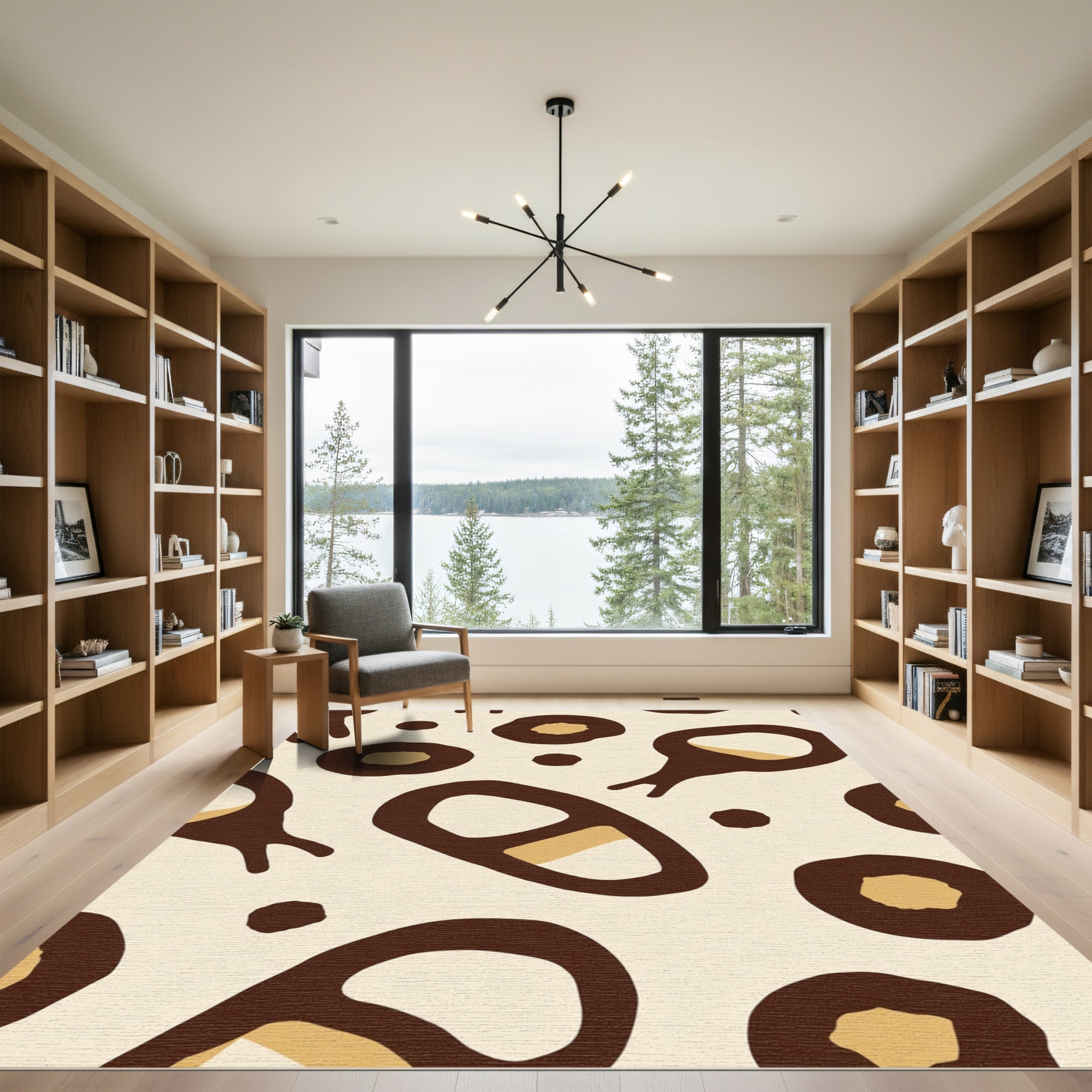 Abstract Cheetah Spots Cream Brown Rug