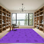 Purple Sketchy Floral Meadow Rug