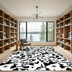 Black White Abstract Figures Rug