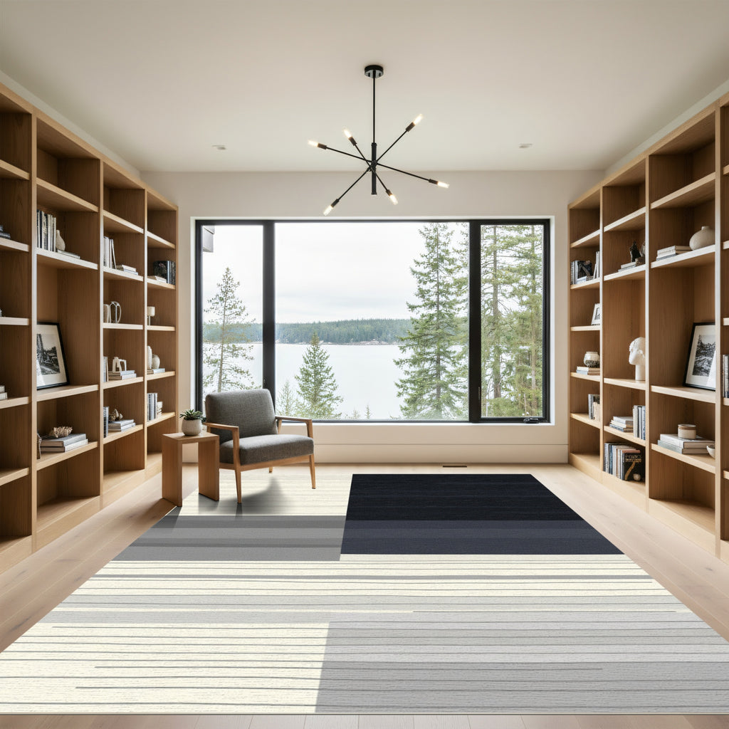 Subtle Striped Geometric Gradient Arrangement Rug