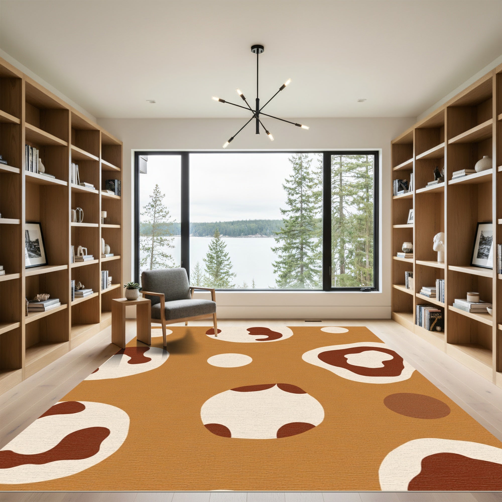 Warm Brown Blob Organic Composition Rug