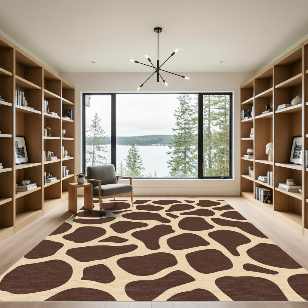 Brown Tan Giraffe Spot Organic Rug
