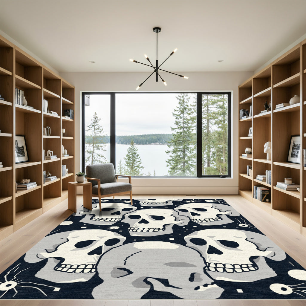 Monochromatic Skull Spider Gathering Rug
