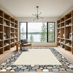 Coastal Pebble Border Natural Tone Rug