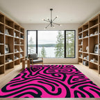 Hot Pink Abstract Maze Lines Rug