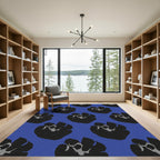Bold Blue Abstract Floral Arrangement Rug