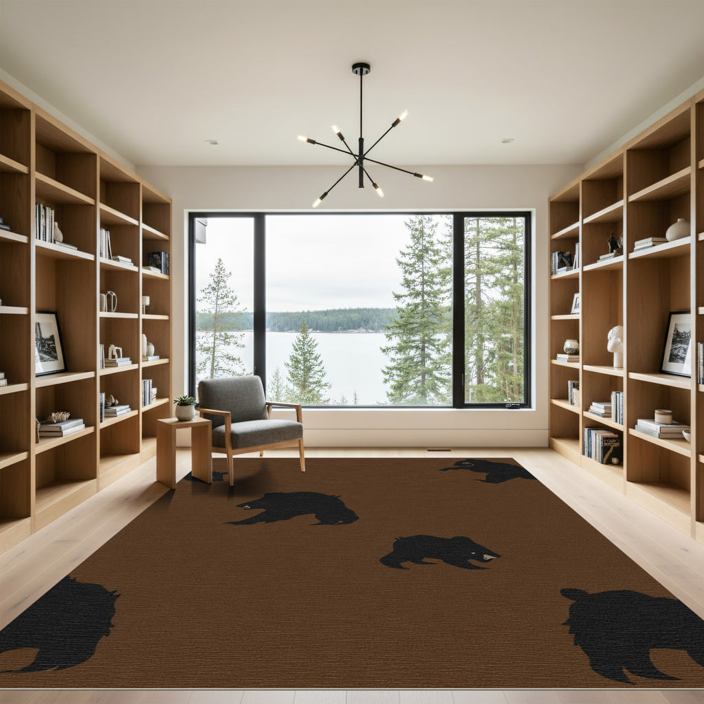 Brown Silhouette Bear Repeat Rug