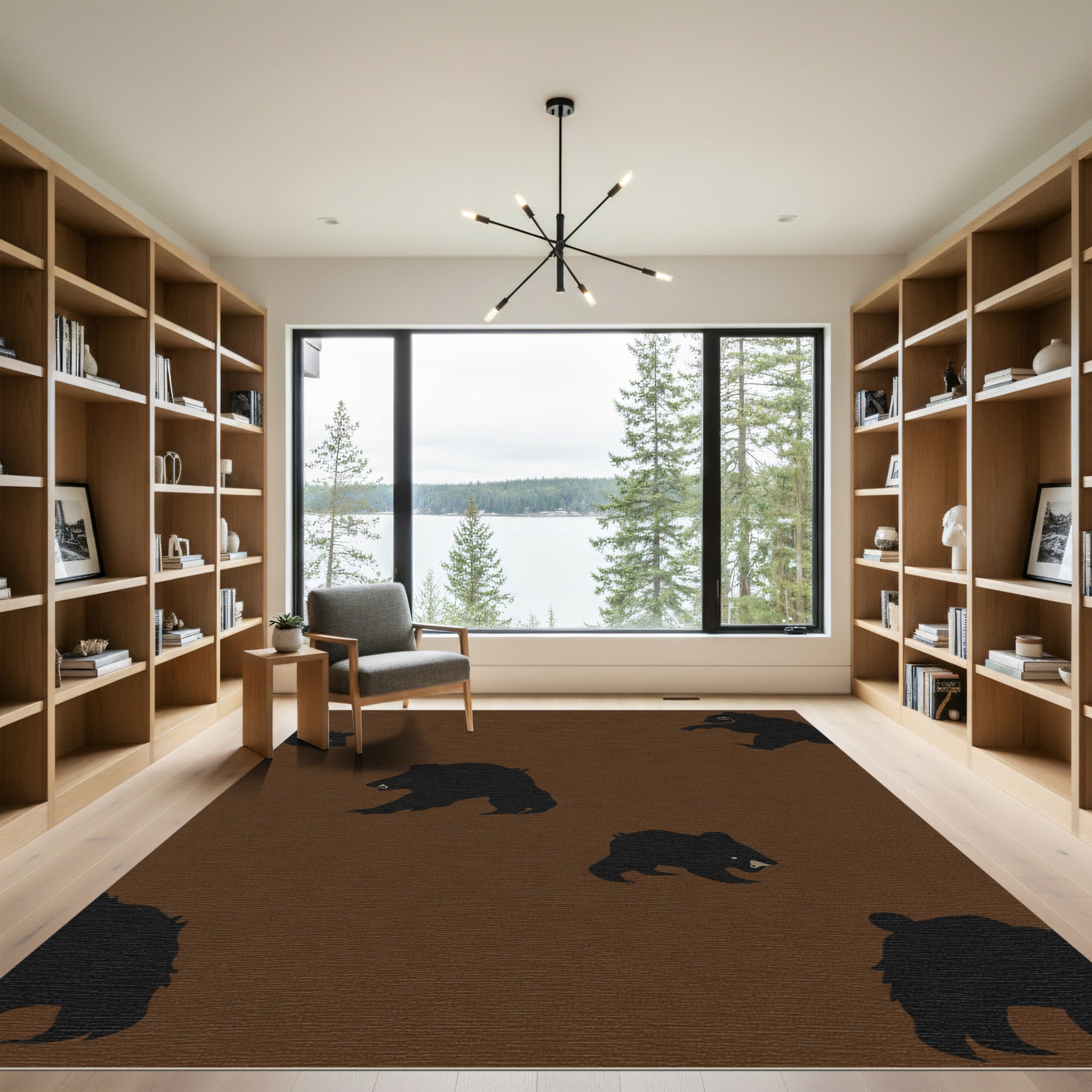 Brown Silhouette Bear Repeat Rug