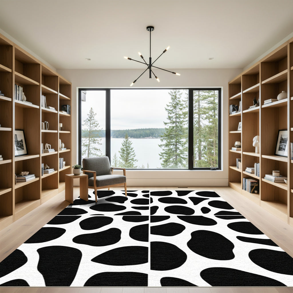 Black White Organic Spot Rug