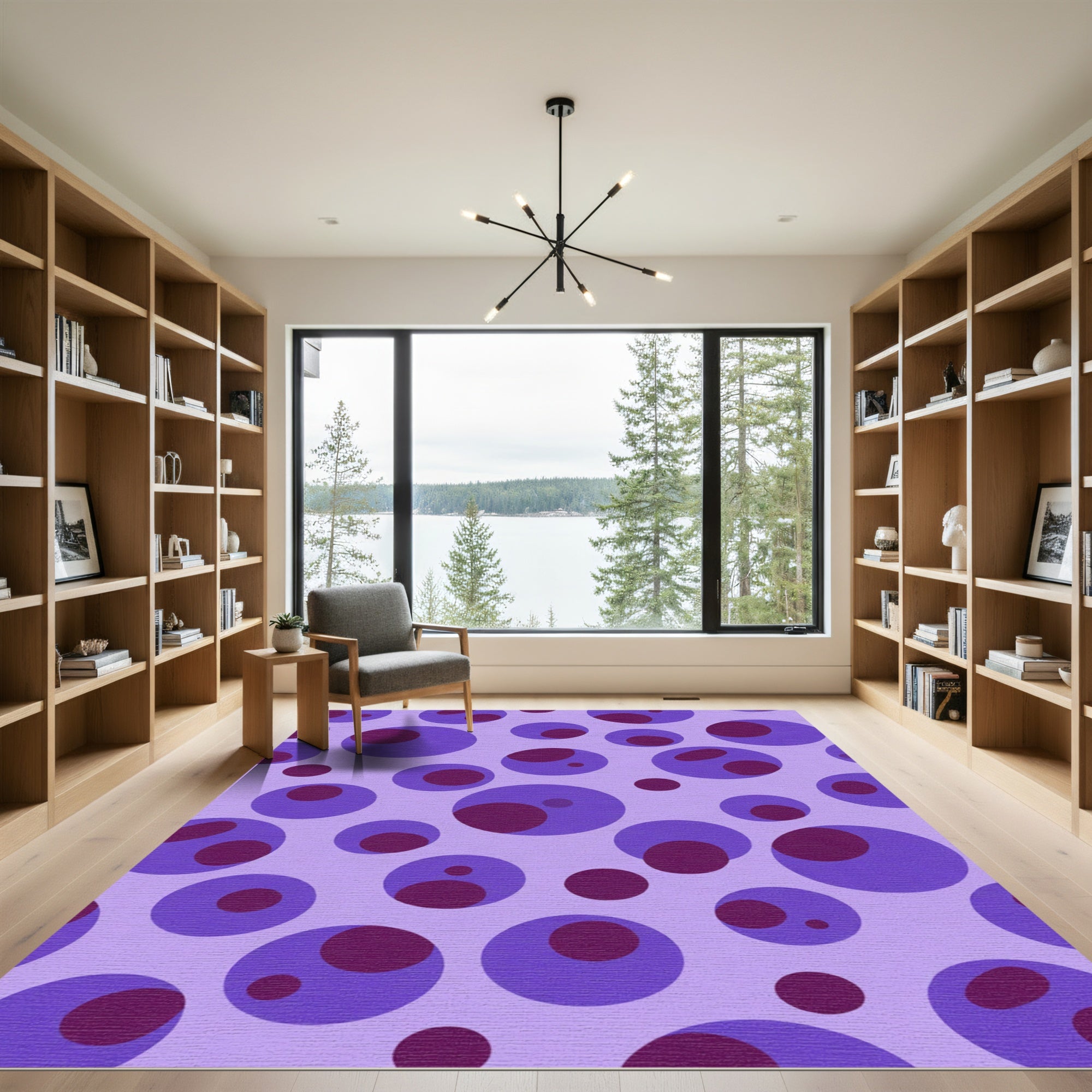 Purple Lavender Polka Dot Circles Rug