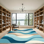 Oceanic Blue Tan Wave Layers Rug