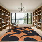 Retro Orange Black Swirl Rug