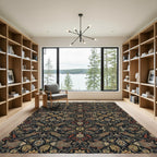 Dark Floral Fish Medallion Rug