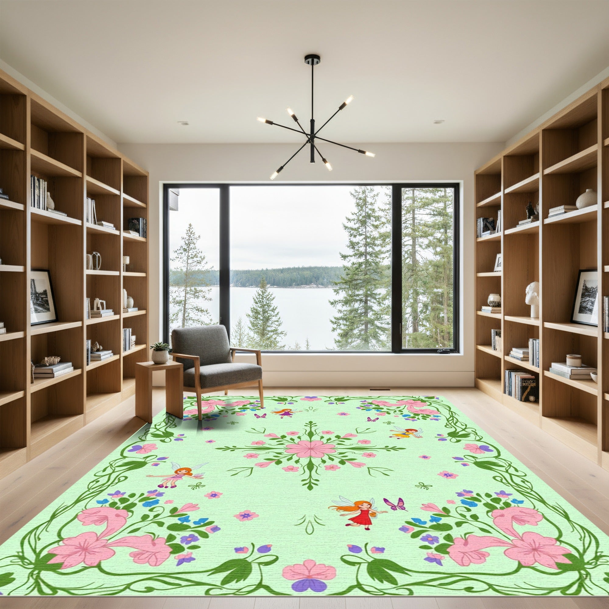 Whimsical Fairy Garden Floral Sprinkle Rug
