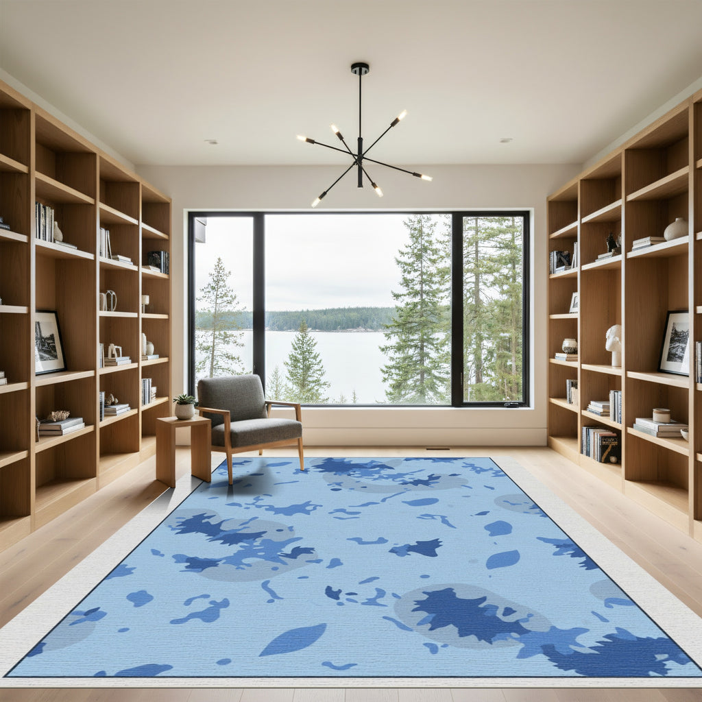Ocean Blue Abstract Splash Rug