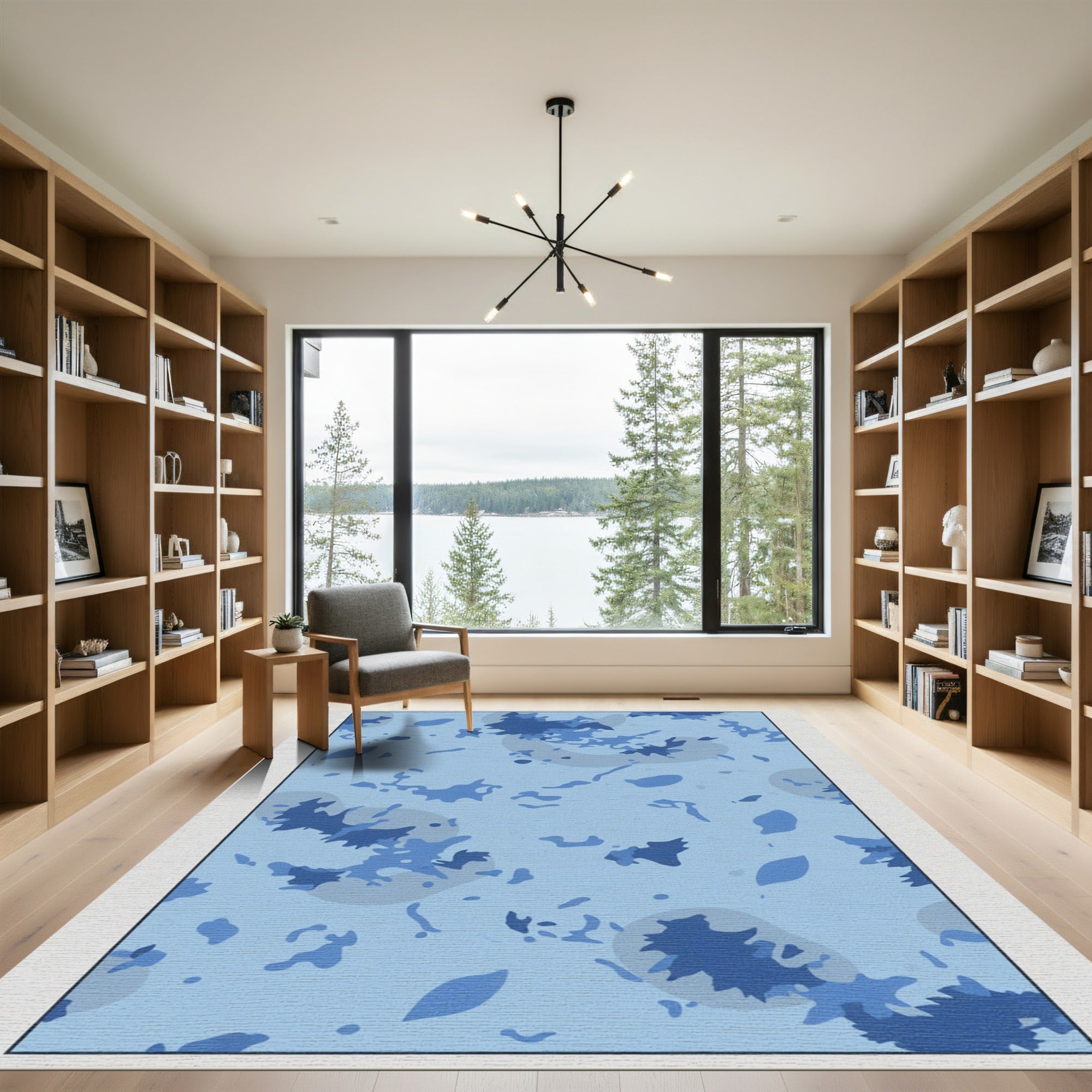 Ocean Blue Abstract Splash Rug