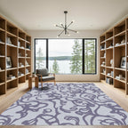 Muted Lilac Abstract Organic Scroll Rug