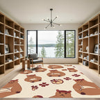 Brown Bear Floral Pattern In Cream Rug