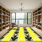 Art Deco Yellow Black Diamond Forms Rug