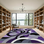 Purple Gray Abstract Swirl Composition Rug