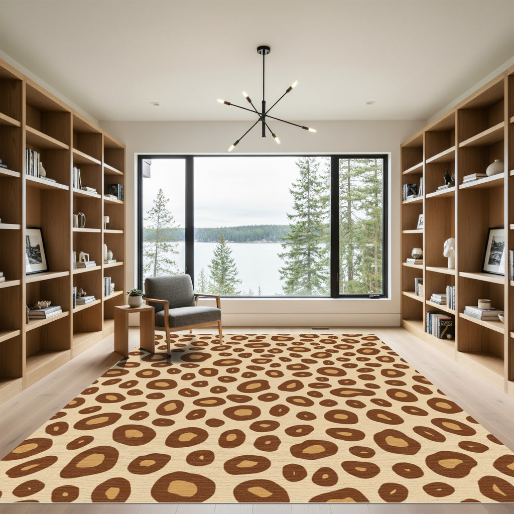 Classic Tan Brown Spotted Spots Rug