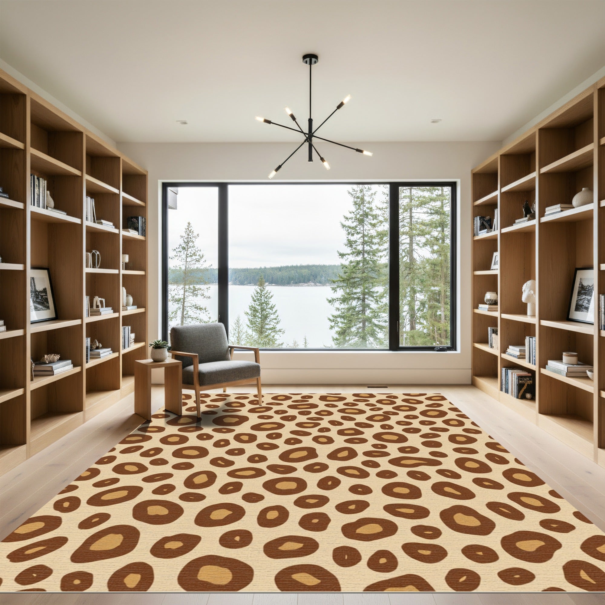 Classic Tan Brown Spotted Spots Rug
