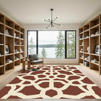 Rich Brown Interlocking Lattice Rug
