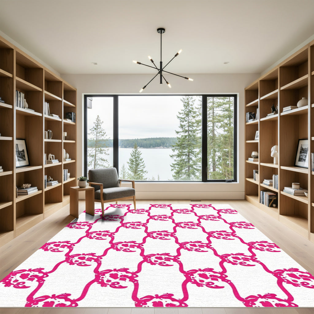 Hot Pink Vine Scroll Swirl Rug