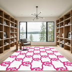 Hot Pink Vine Scroll Swirl Rug