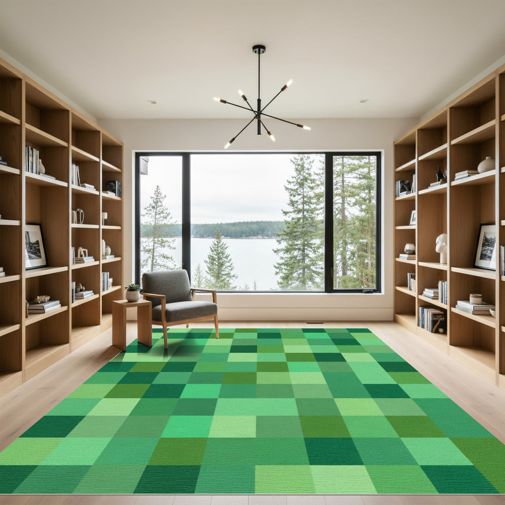 Verdant Green Squared Mosaic Rug